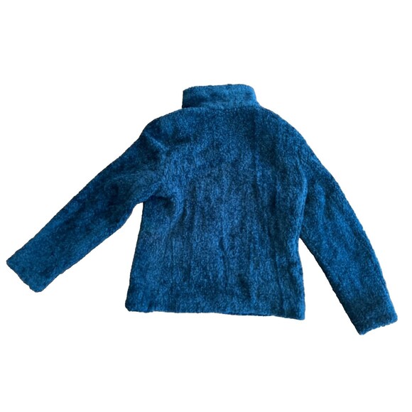 Pendleton Fuzzy Zip Jacket Women's Sherpa Coat Navy Blue Small, Chest Pocket - Picture 3 of 5